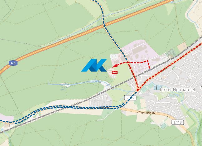 Ausschnitt aus der Radfahrkarte zum Bildungszentrum